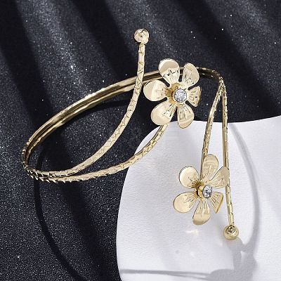Lotus Alloy Arm Cuff Bangles for Girl Women LS-AJEW-A063-01E-G-1