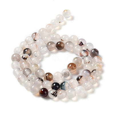 Natural Dendritic Agate Beads Strands G-D845-04-8mm-1