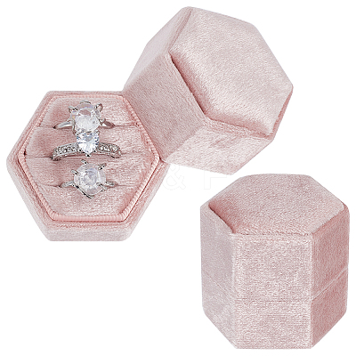 3-Slot Hexagonal Velvet Ring Boxes AJEW-WH0471-26B-1