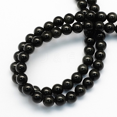 Natural Obsidian Round Beads Strands G-S156-6mm-1