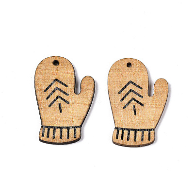Printed Poplar Wood Pendants FIND-N005-74G-1