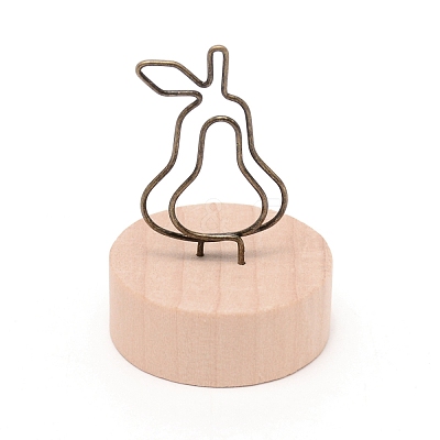 Flat Round Schima Wood Name Card Holder Base AJEW-WH0029-25-1