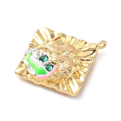 Brass Micro Pave Cubic Zirconia Enamel Pendants KK-L250-08G-10-1