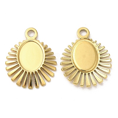 Ion Plating(IP) 304 Stainless Steel Pendant Cabochon Settings STAS-L020-013G-1