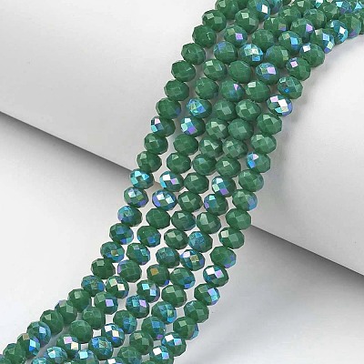 Electroplate Opaque Solid Color Glass Beads Strands EGLA-A034-P8mm-L05-1