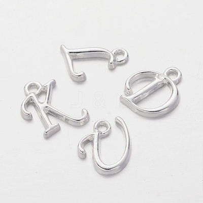 Silver Color Plated Alloy Letter Pendants PALLOY-J718-01S-1