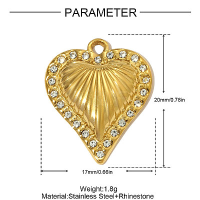 304 Stainless Steel with Rhinestone Pendants STAS-OY005-02G-1