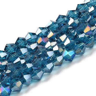 Transparent Electroplate Glass Beads Strands EGLA-A039-T6mm-B01-1