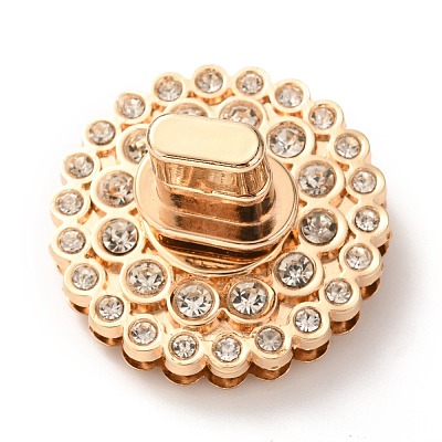 Flat Round Zinc Alloy with Rhinestones Bag Twist Lock Clasps PALLOY-A068-03LG-1