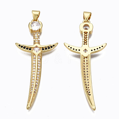 Brass Micro Pave Clear Cubic clear Zirconia Pendants ZIRC-N039-155-NF-1