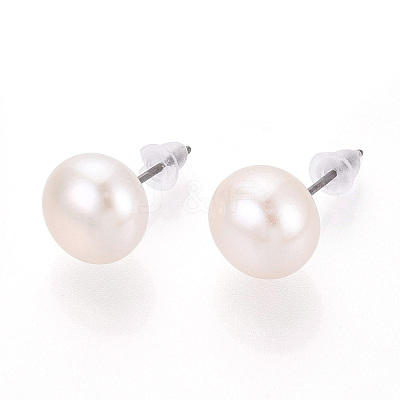 Natural Pearl Stud Earrings PEAR-N020-09B-01-1