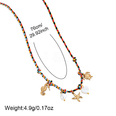 Summer Beach Braided Rope Bib Necklaces SZ6362-2-1