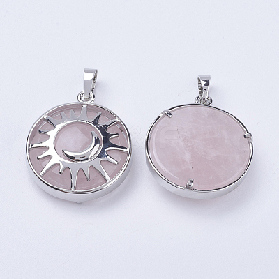 Natural Rose Quartz Pendants G-K234-B16-1