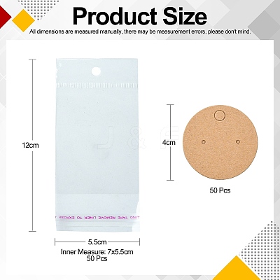 50Pcs Paper Jewelry Display Cards CDIS-CJ0001-07-1
