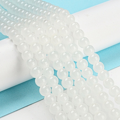 Baking Paint Imitation Jade Glass Round Bead Strands DGLA-Q021-6mm-01-1
