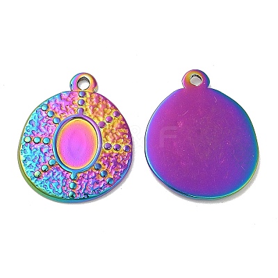 Ion Plating(IP) 304 Stainless Steel Pendant Cabochon Settings STAS-L020-025RC-1