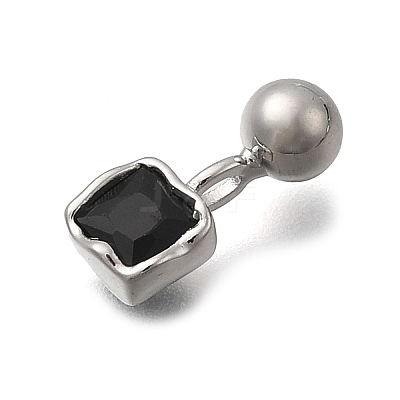Brass Micro Pave Cubic Zirconia Square Charms KK-D500-01P-1