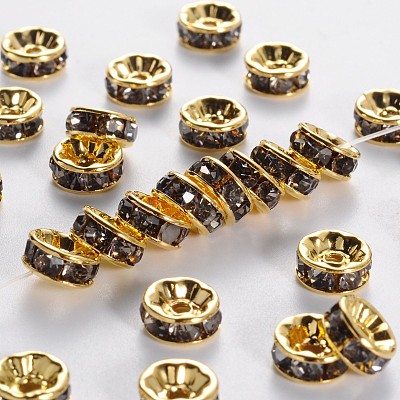 Brass Grade A Rhinestone Spacer Beads RSB036NF-03G-1
