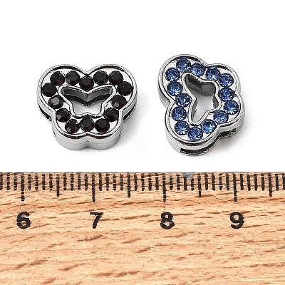 Alloy with Rhinestone Slide Charms RB-NH0002-03P-1