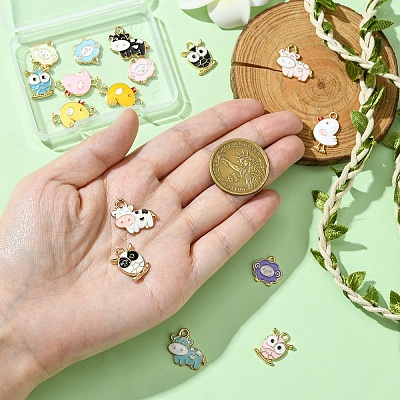16Pcs 16 Styles Animal Shape Alloy Enamel Pendants FIND-YW0005-75-1