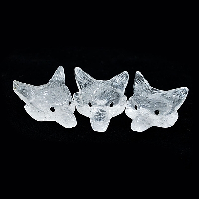 Natural Quartz Crystal Carved Healing Wolf Head Figurines PW-WG39842-14-1