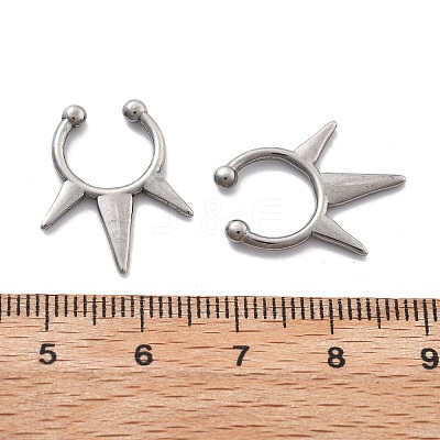 304 Stainless Steel 3 Spike Clip on Nose Rings AJEW-A062-05P-02-1