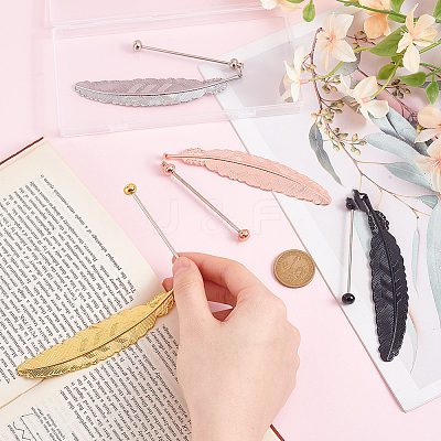 8Pcs 4 Colors Zinc Alloy Beadable Bookmarks AJEW-GO0002-15-1