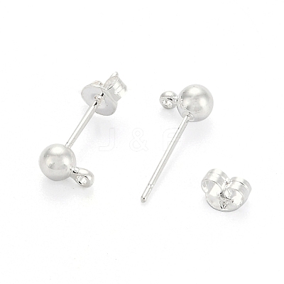 Silver Color Plated Brass Post Earring Findings X-EC593-S-1