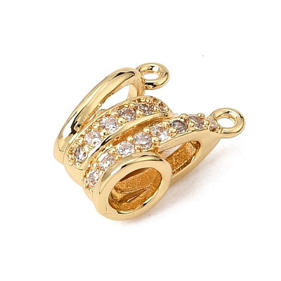 Brass Micro Pave Clear Cubic Zirconia Connector Charms CU-CBA61B8-01G-1