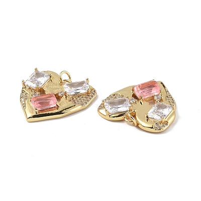 Brass Micro Pave Clear Cubic Zirconia Pendants KK-E068-VF336-1
