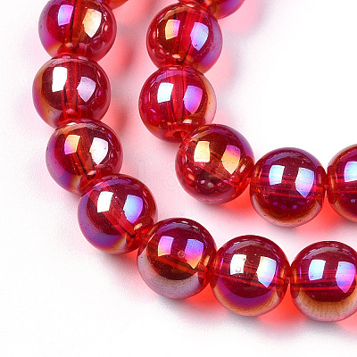Electroplate Transparent Glass Beads Strands X-GLAA-T032-T8mm-AB09-1
