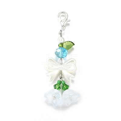 4Pcs Glass & ABS Imitation Pearl Pendant Decoration HJEW-TA00352-1