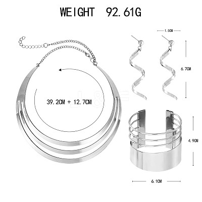 Alloy Pendant Necklaces & Stud Dangle Earrings & Cuff Bangles Sets FS-WG2E0CA-01-1
