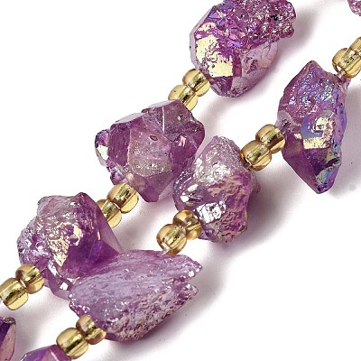 Electroplated Raw Rough Natural Amethyst Beads Strands G-Z131-J02-08-1