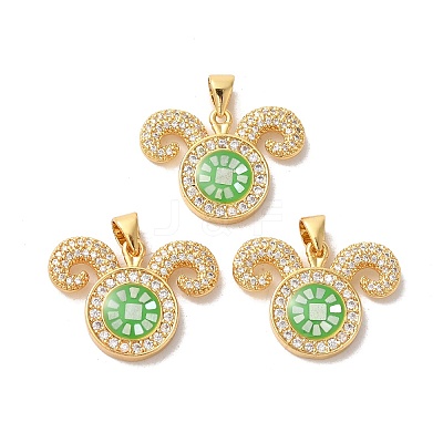 Brass Micro Pave Cubic Zirconia Pendants KK-K385-072G-1