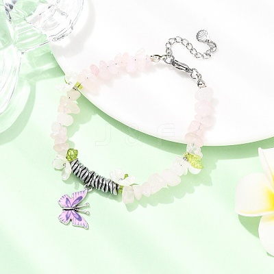 Printed Alloy Butterfly Charm Bracelets BJEW-JB12404-02-1