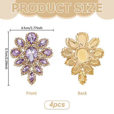 4Pcs Teardrop Shape Hotfix Rhinestone PATC-FG0002-25C-1