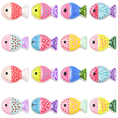 16Pcs 8 Colors Painted Glass Beads LAMP-PA0001-38-1