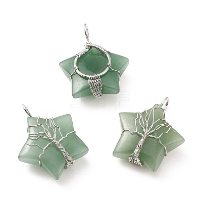 Natural Green Aventurine Pendants G-D458-04P-05-RS-1