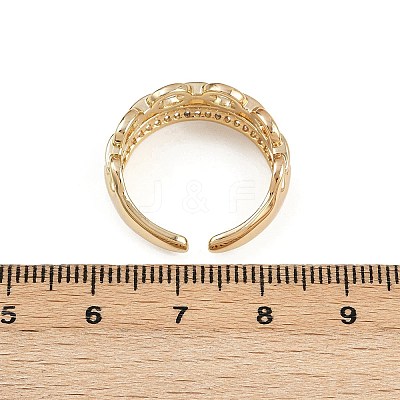 Brass Micro Pave Cubic Zirconia Cuff Rings for Women RJEW-D326-05G-1