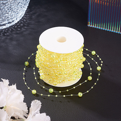Acrylic Round Beaded Link Chains DIY-MB0007-001F-1