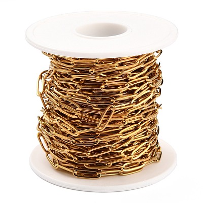 Ion Plating(IP) 304 Stainless Steel Paperclip Chains CHS-O010-03G-1