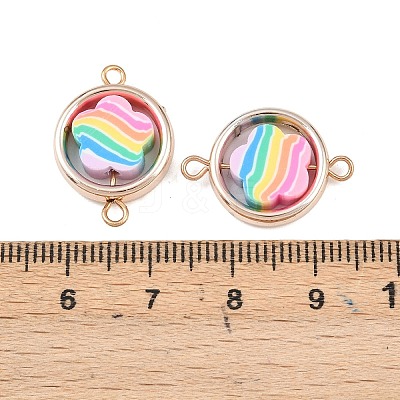 CCB Plastic Frame with Polymer Clay Rainbow Beads Links Connector Charms KK-D103-08C-RG-1