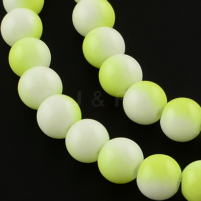 Two-Color Baking Paint Glass Bead Strands DGLA-R050-8mm-22-1