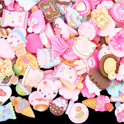 240g Cartoon Snack Opaque Resin Cabochons RESI-SC0036-51-1