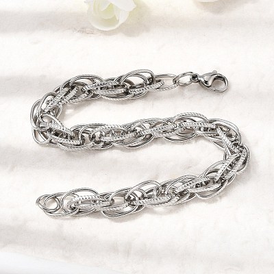 201 Stainless Steel Rope Chain Bracelets for Men STAS-T077-10P-1