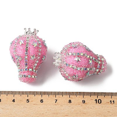 Crown Hot Air Balloon Acrylic Rhinestone Beads OACR-S048-03B-1