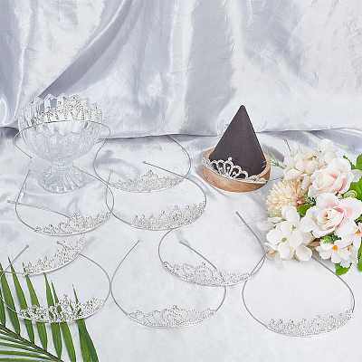 10Pcs 10 Styles Alloy Rhinestone Hair Bands OHAR-DR0001-06-1
