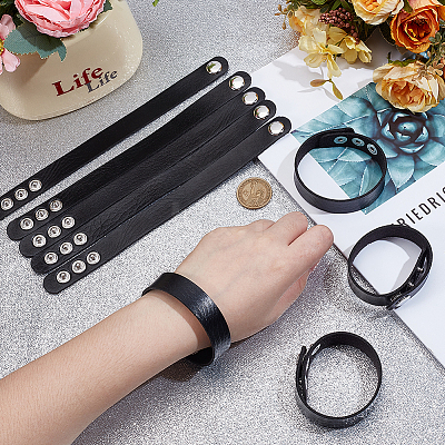 15Pcs Imitation Leather Simple Plain Cord Bracelet with Alloy Buckles BJEW-ME0001-06B-1
