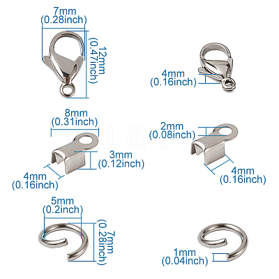 304 Stainless Steel Jewelry Findings Sets STAS-TA0004-07-1